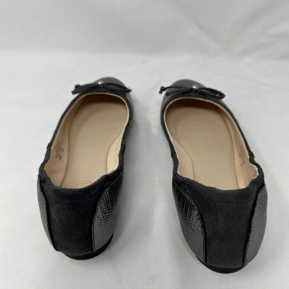 Cole Haan Keira Ballet Flats Pewter Lizard Embossed Leather Women’s 7.5 B NEW - Picture 3 of 9